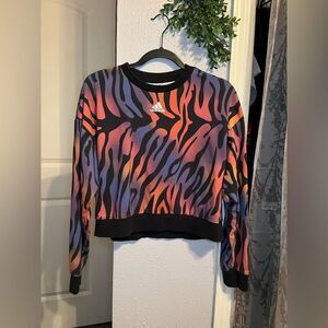 Adidas | Tiger Print Cropped Crew Neck Sweatshirt | Size Medium